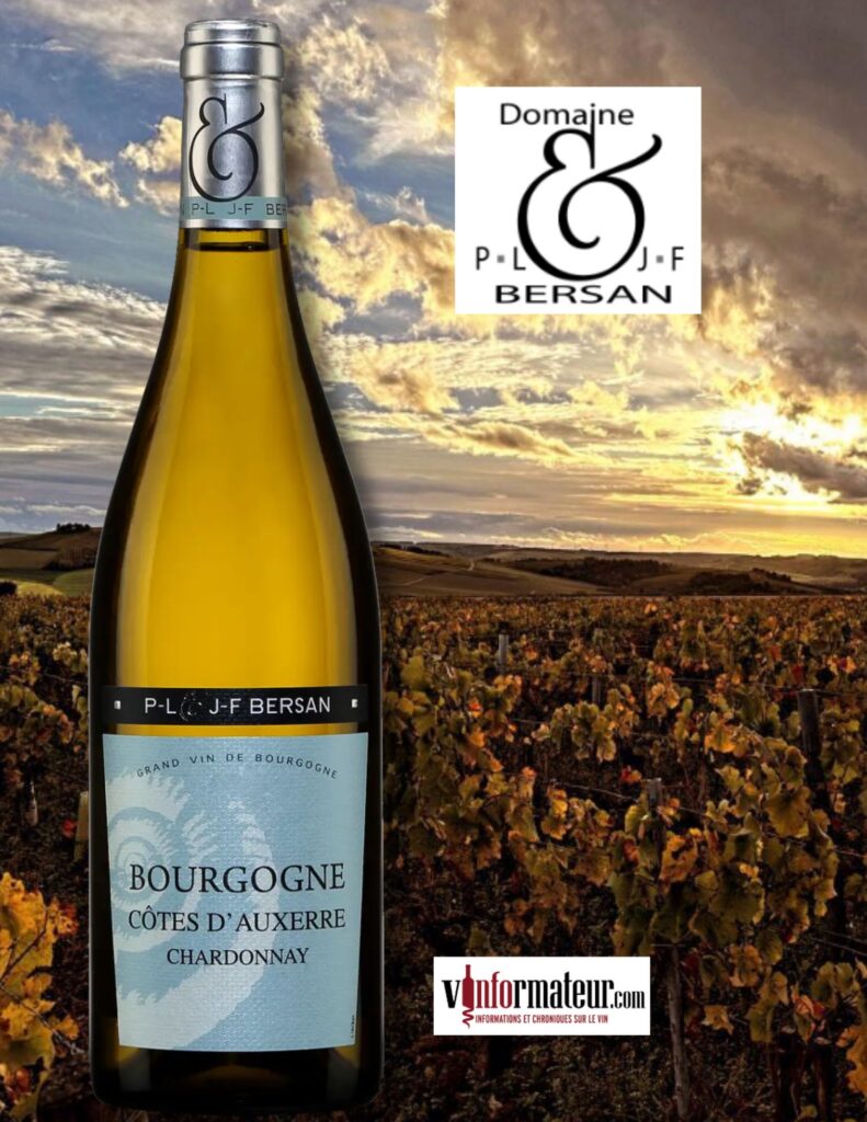 Chardonnay, Côtes d’Auxerre, Bourgogne, P-L & J-F Bersan, vin blanc, 2022 bouteille