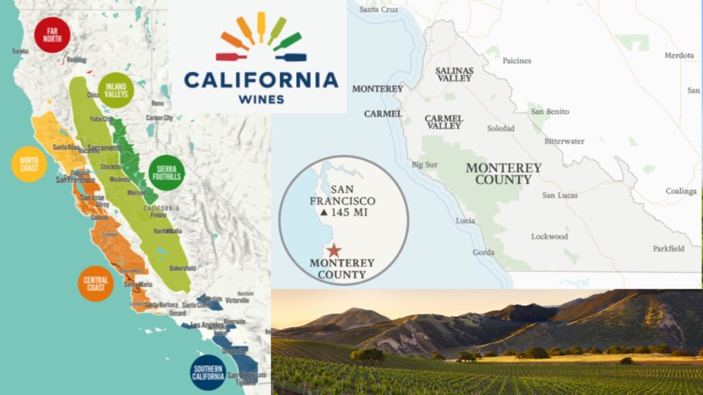 Carte viticole Californie, Monterey County