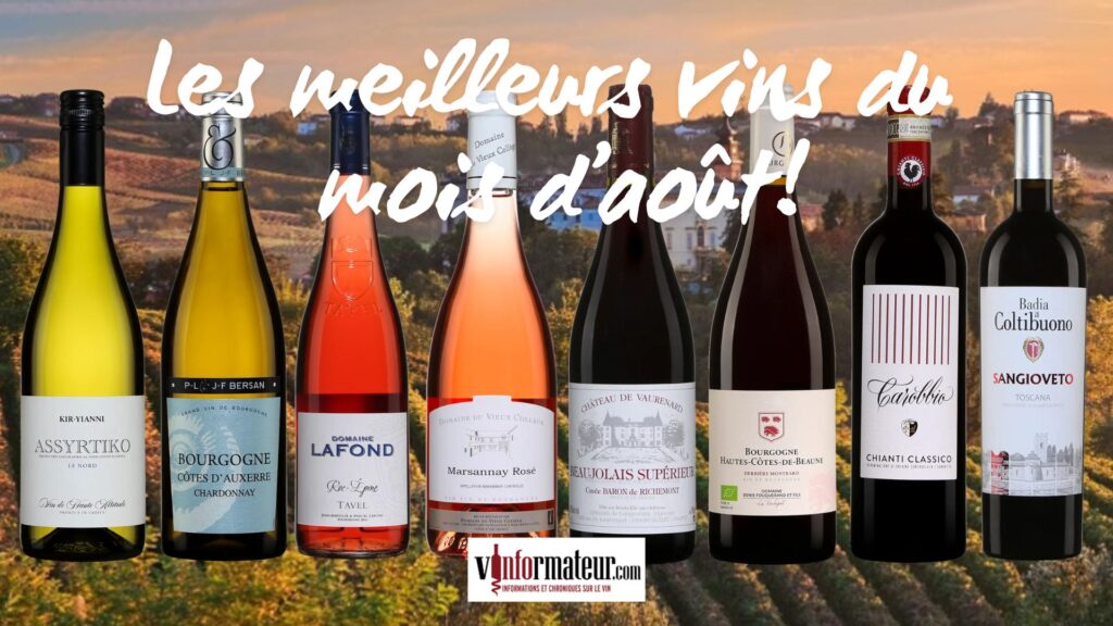 Découvrez ma sélection des meilleurs vins dégustés en août 2024. Vins blancs, rosés, et rouges triés sur le volet avec des notes de dégustation et accords mets-vins. bouteilles
