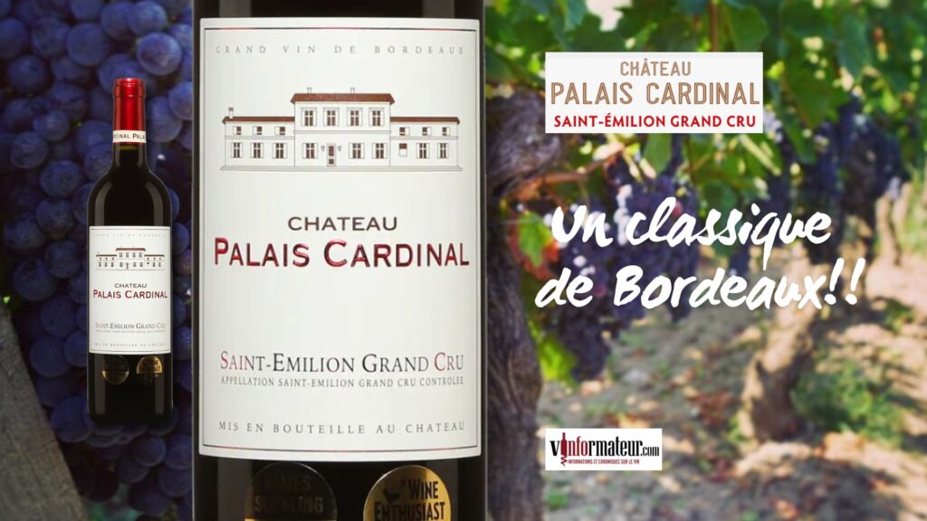 Un vin rouge classique de Bordeaux : Château Palais Cardinal 2019, Saint-Émilion Grand Cru.