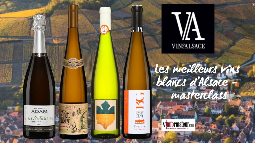 Mes meilleurs quatre vins blancs du masterclass sur l'Alsace bouteilles