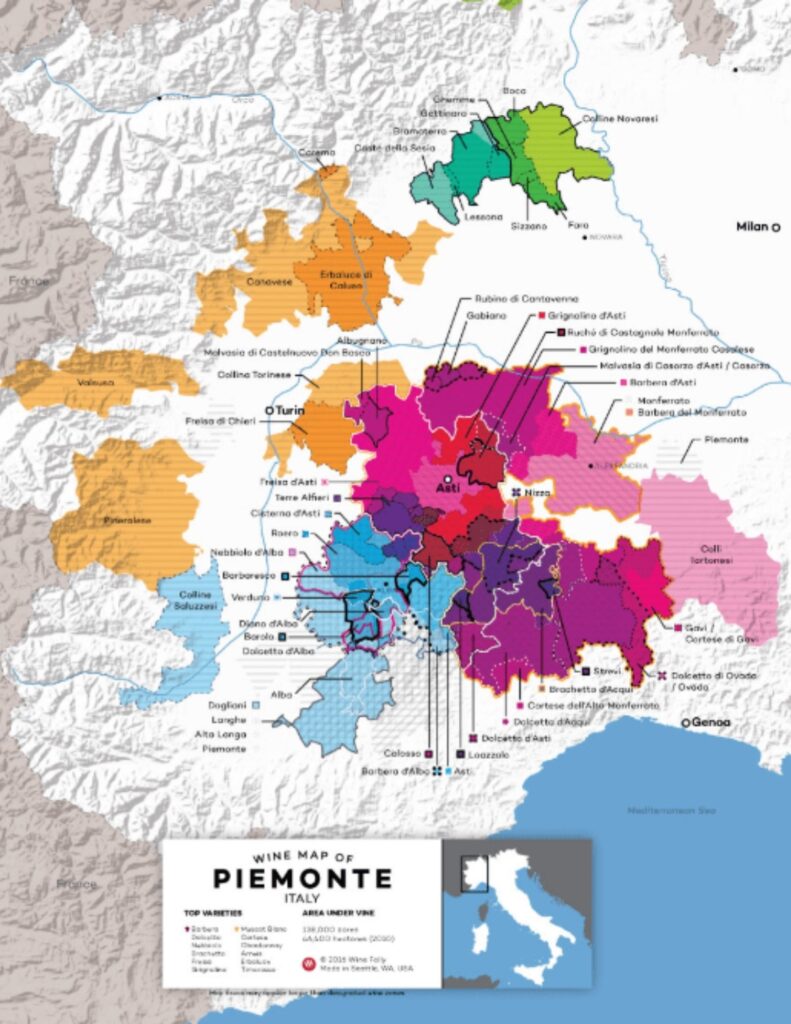 Carte viticole Piémont - Wine Folly