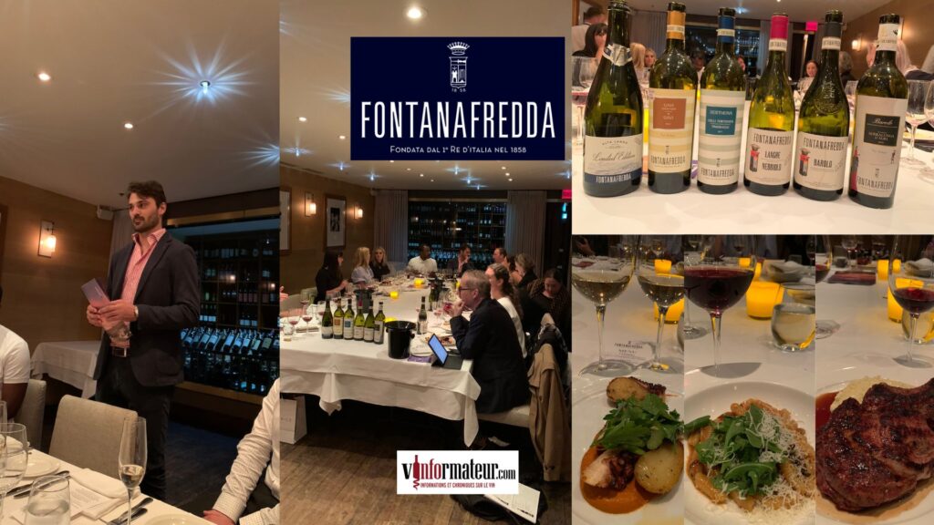 Dégustation des vins de Fontanafredda avec Fabio Bosio au restaurant Beatrice. Agence P. Dandurand bouteilles