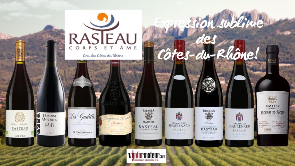 Dégustation de vins du cru Rasteau. bouteilles