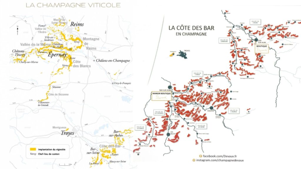 Carte viticole Champagne Côte des Bar