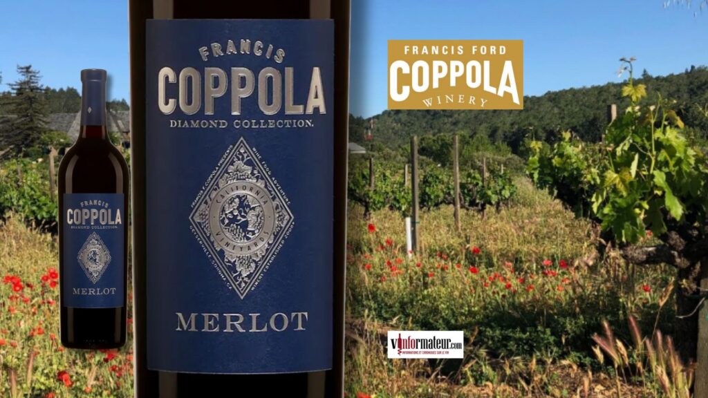 Merlot, Francis Ford Coppola, Diamond Collection, vin rouge, 2020 bouteille