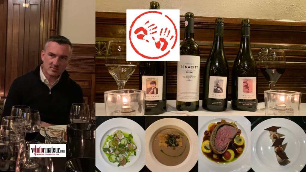 Dégustation des vins de la maison Two Hands Wines. Pierre-Henri Morel co-propriétaire, restaurant Bar Georges