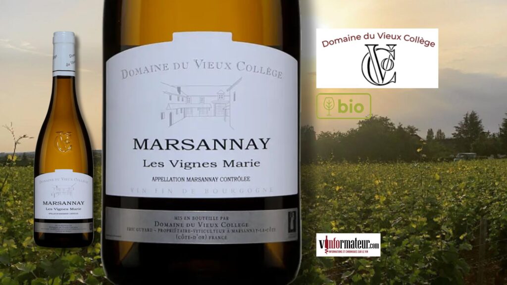 Domaine du Vieux Collège, Lieux dit Les Vignes Marie, Bourgogne, Marsannay, vin blanc bio, 2022 bouteille