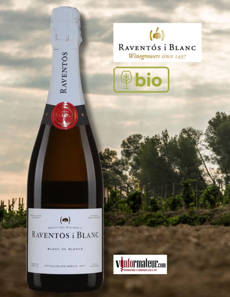 Raventos I Blanc, Blanc de Blancs, Extra Brut, Conca del Riu Anoia, Penedès, Espagne, vin mousseux , Bio, 2021 bouteille