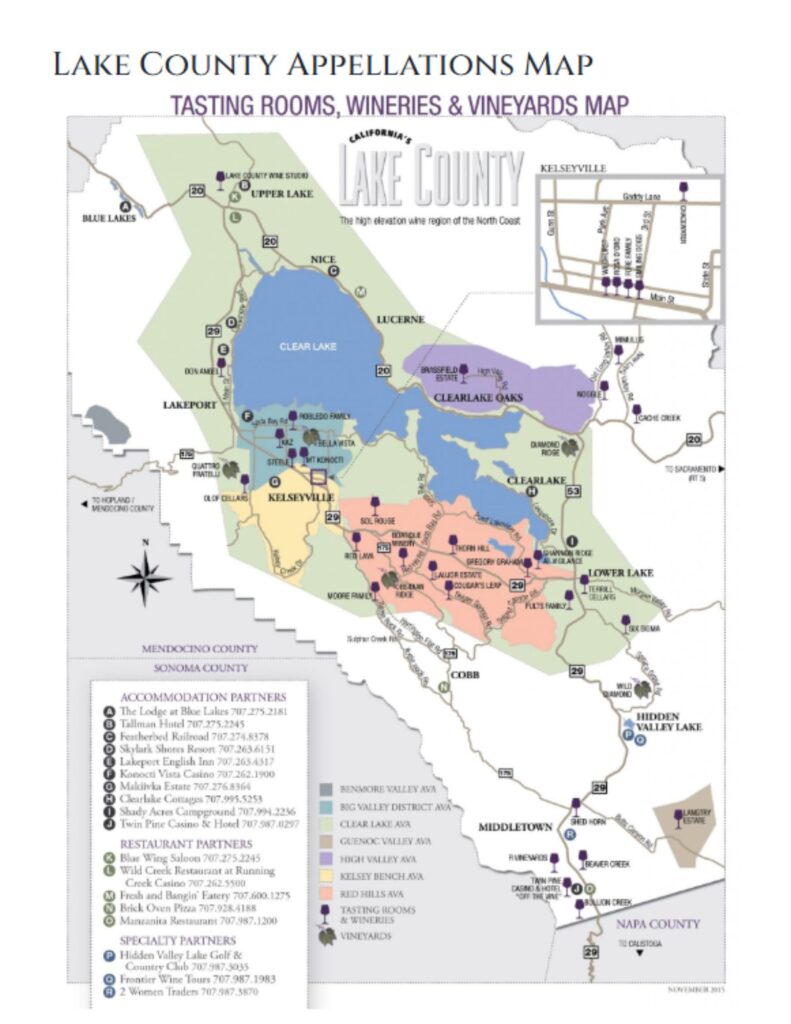 Carte viticole Californie, Lake County
