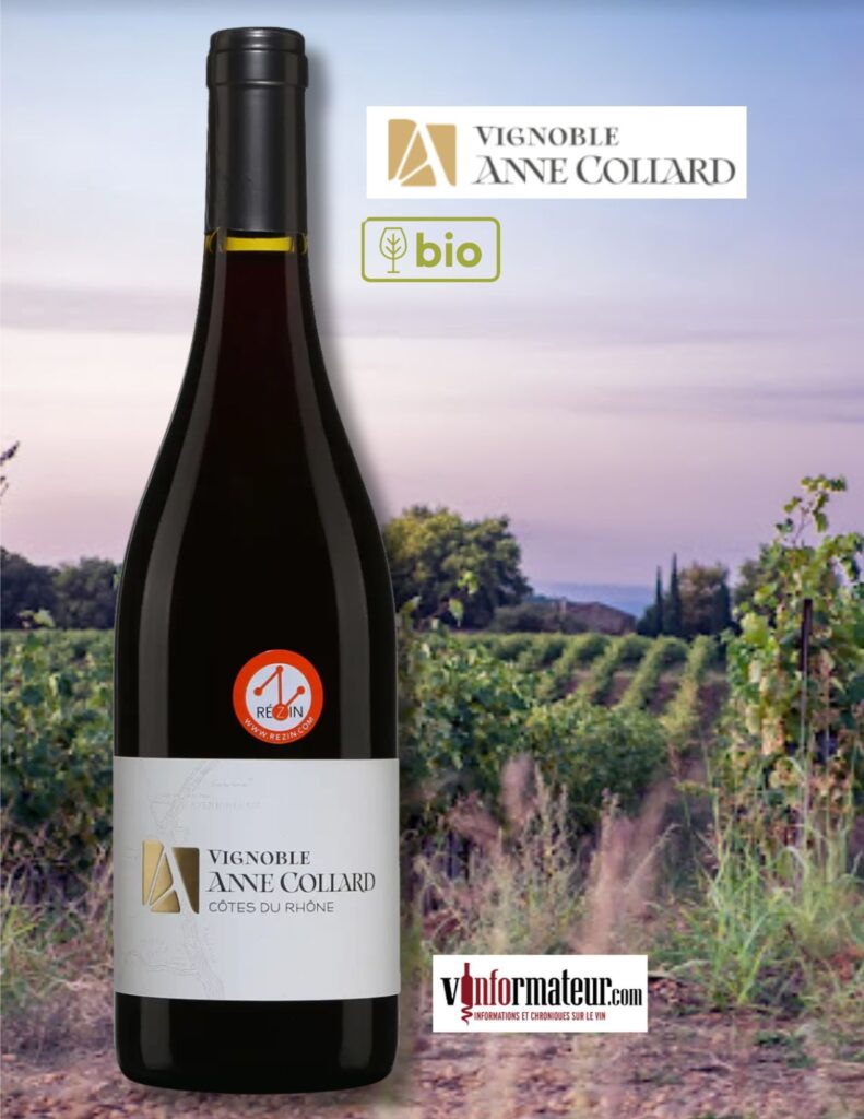 Vignoble Anne Collard, Côtes du Rhône, vin rouge bio, 2021 bouteille