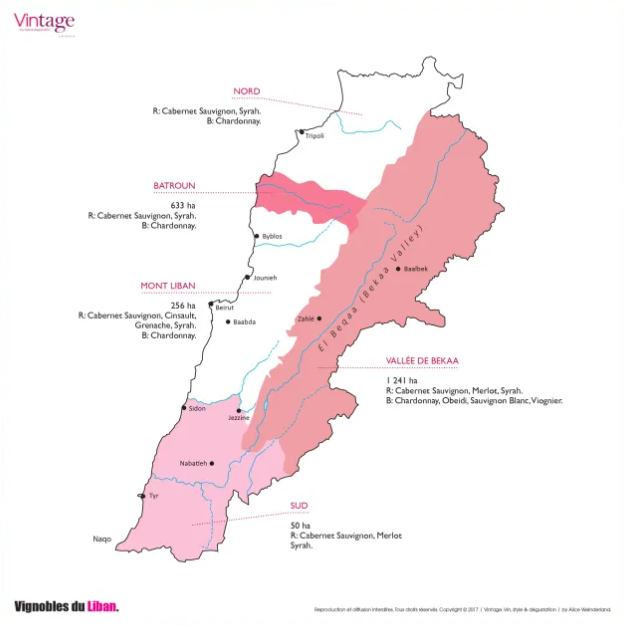 Carte viticole Liban