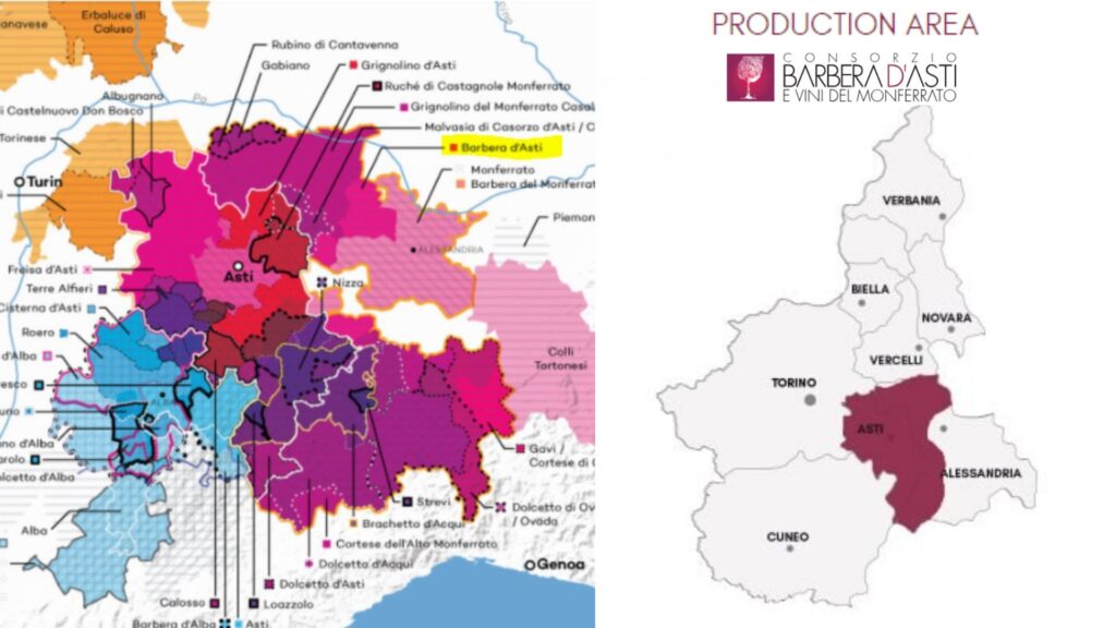 Carte viticole Barbera d'Asti DOCG