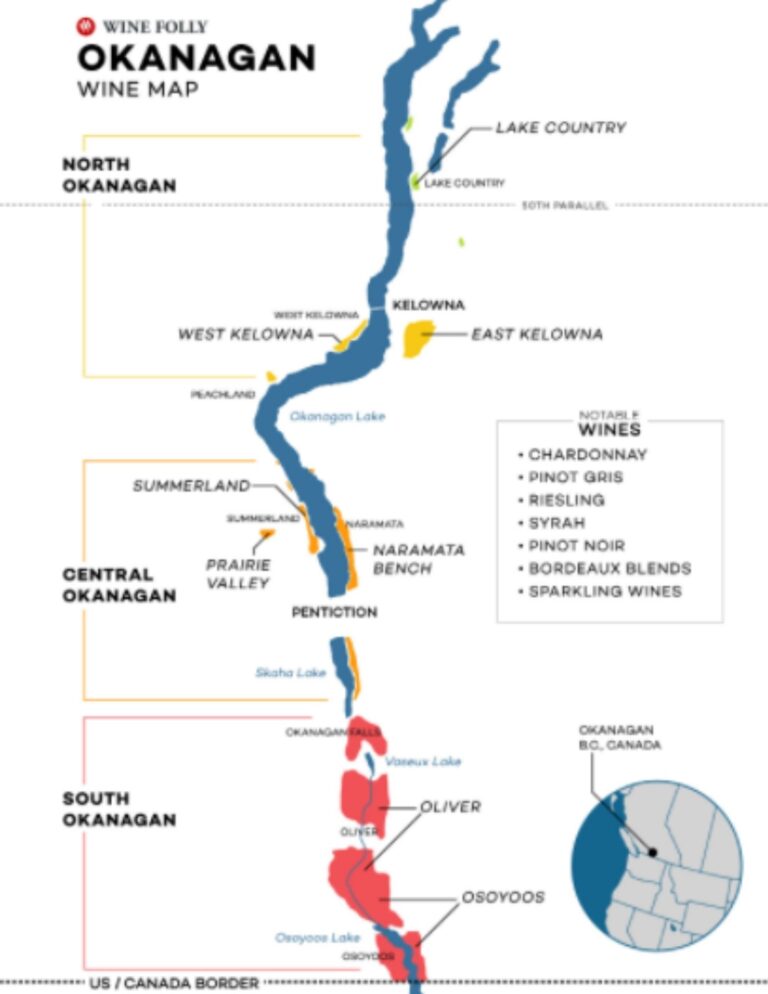 Carte viticole Vallée de l'Okanagan C.B.