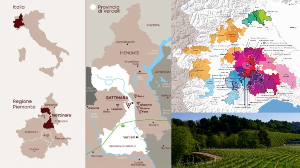 Carte viticole Piémont et Gattinara DOCG