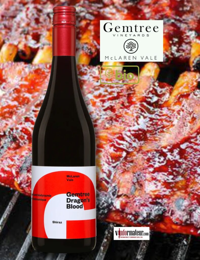 Gemtree Dragon’s Blood, Shiraz, Australie-Méridionale, McLaren Vale, vin rouge bio, 2022 bouteille