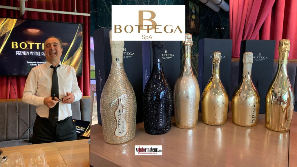 Dégustation des Prosecco Premium Millésimés Bottega SPA. Sandro Bottega co-propriétaire. 
