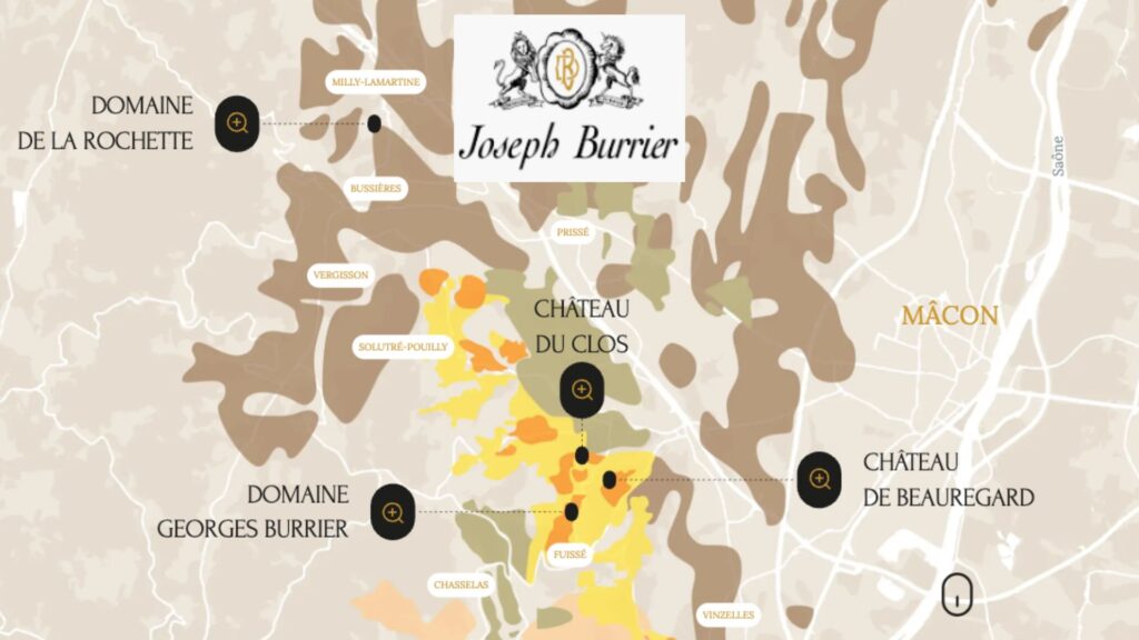 Carte viticole domaines Joseph Burrier