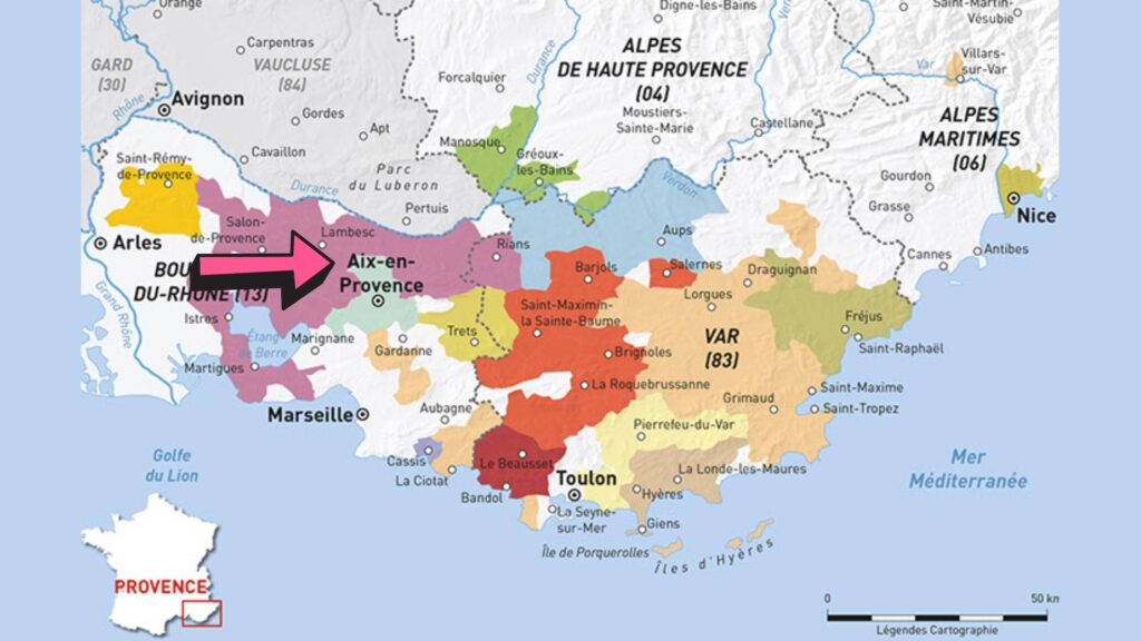 Carte viticole: Côteaux d’Aix-en-Provence