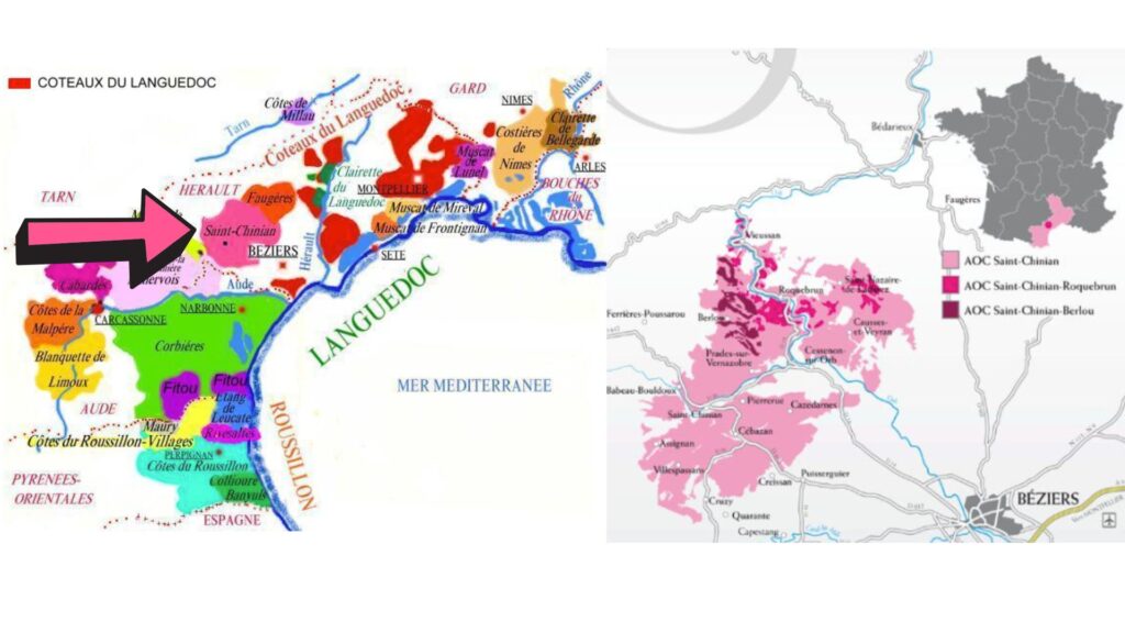 Carte viticole Languedoc-Roussillon, AOP Saint-Chinian