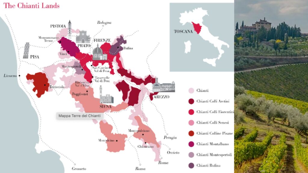 Carte viticole Chianti DOCG - sous-zones