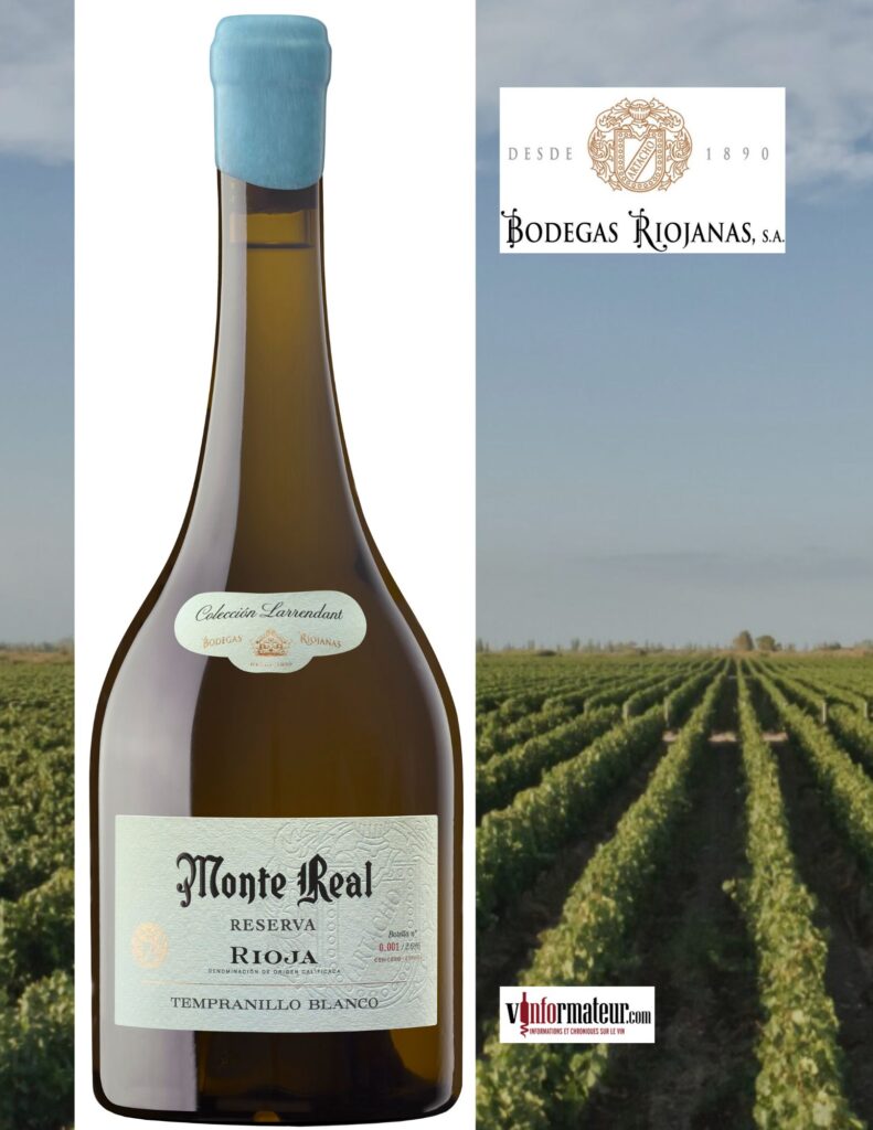 Monte Real, Reserva, Rioja DOCa, Tempranillo Blanco, Coleccion Larrendant, Bodegas Riojanas, 2020 bouteille