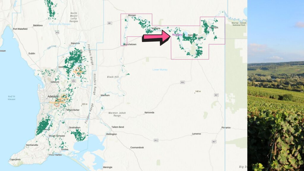 Carte viticole District Riverland - Australie Méridionale