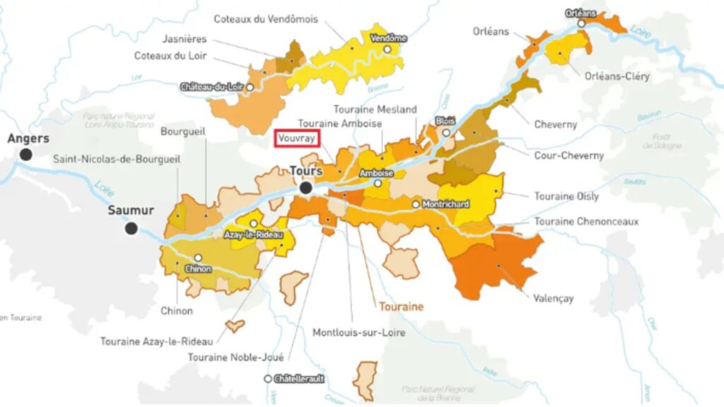 Carte viticole Vallée de la Loire - Vouvray