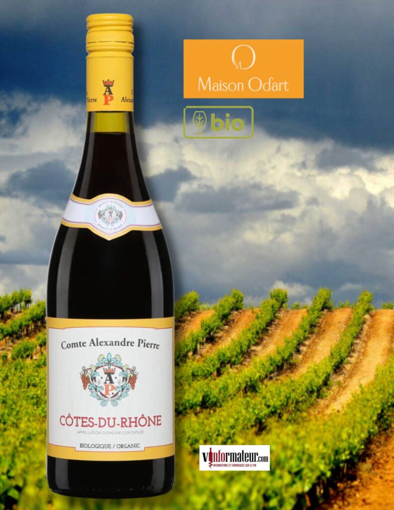 Comte Alexandre Pierre, Côtes-du-Rhône, vin rouge bio, 2023 bouteille