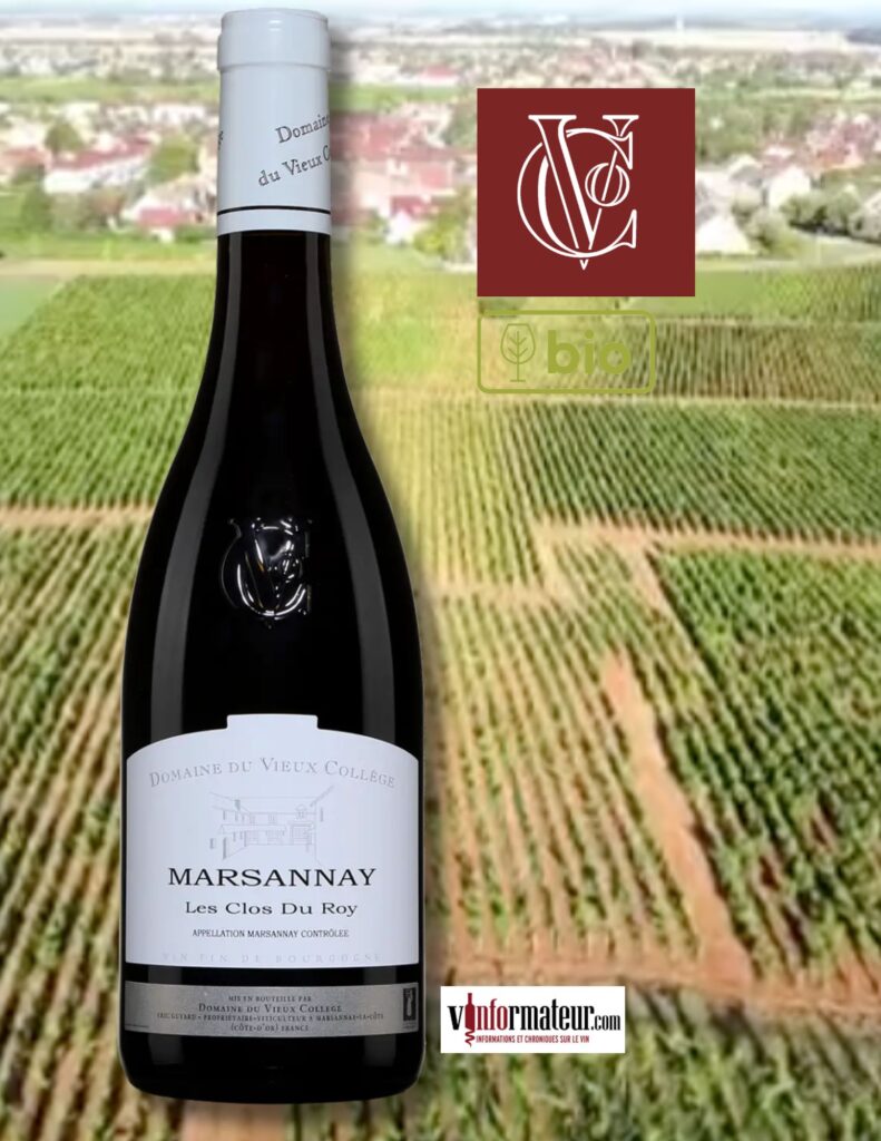Domaine du Vieux Collège, Lieux dit Les Clos du Roy, Bourgogne, Marsannay, vin rouge bio, 2023 bouteille