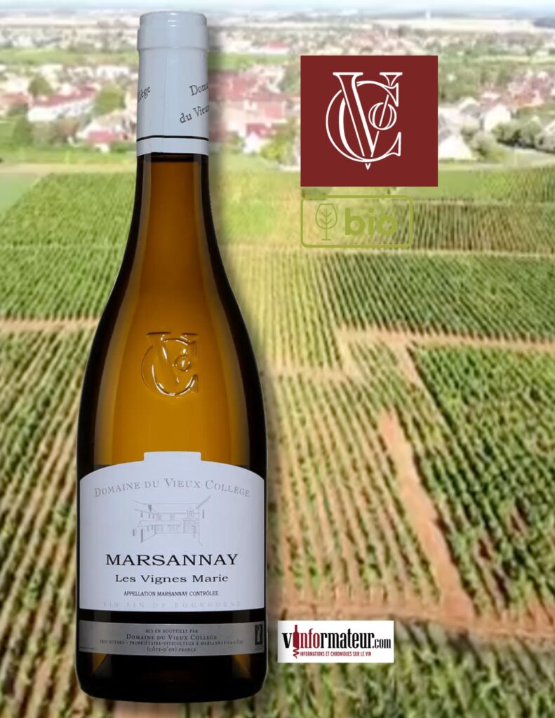 Domaine du Vieux Collège, Lieux dit Les Vignes Marie, Bourgogne, Marsannay, vin blanc bio, 2023 bouteille