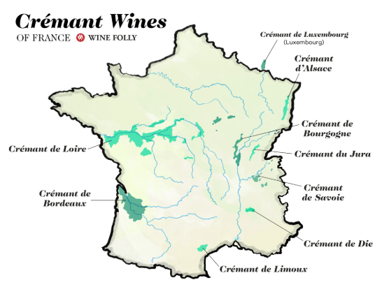 Carte viticole Crémants