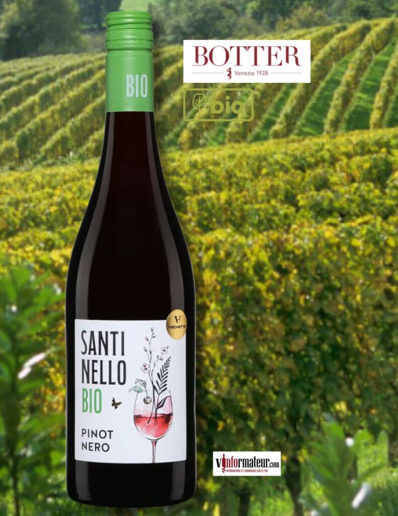 Santi Nello, Pinot Nero, Botter, Italie, Frioul-Vénétie Julienne, Trevenezie IGT, vin rouge bio, 2023 bouteille
