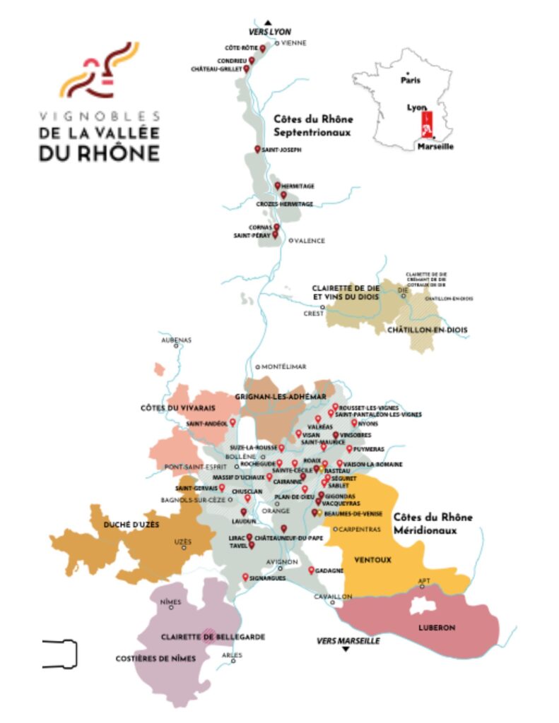 Carte viticole Côtes-du-Rhône