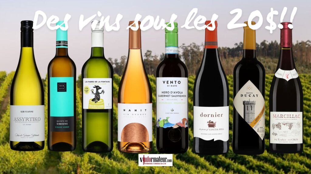 Huit vins sous les 20$ bouteilles