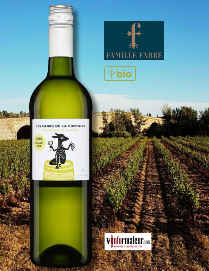 Les Fabre de La Fontaine, Sauvignon blanc et Viognier, Languedoc – Roussillon, Pays d’Oc, vin blanc bio, 2024 bouteille