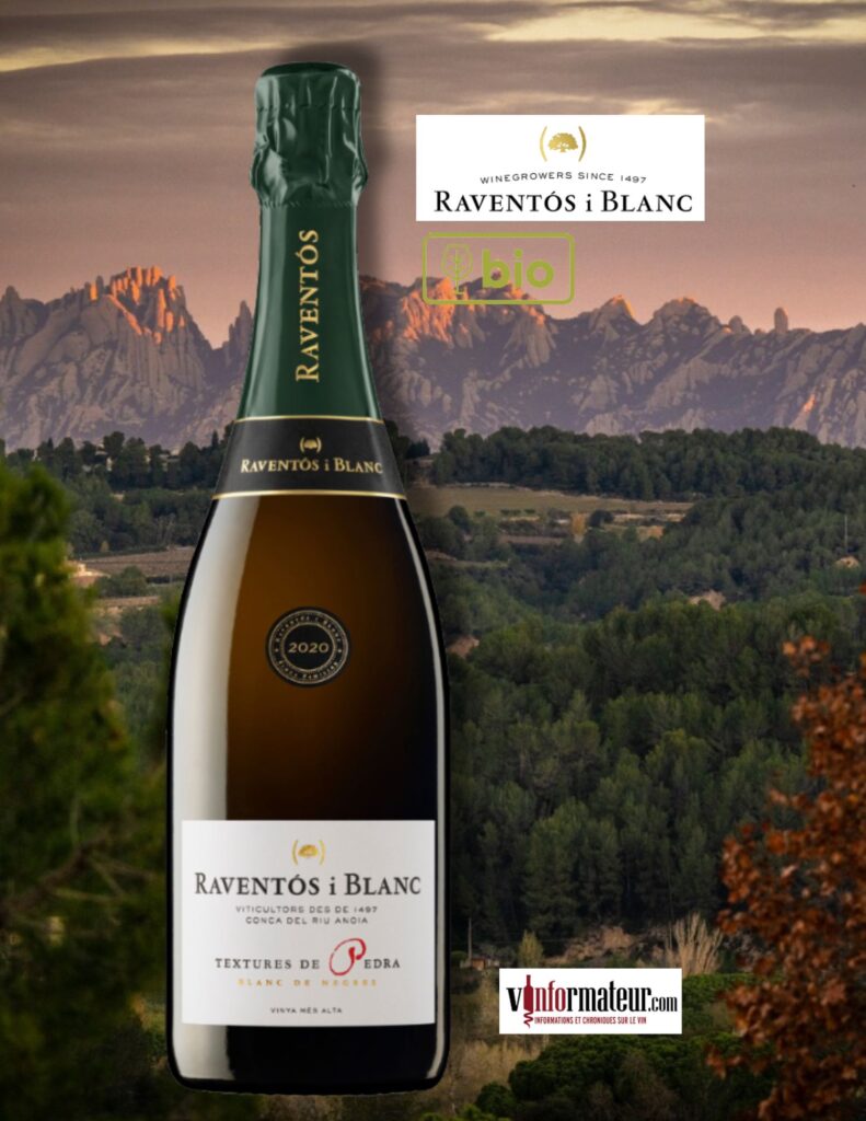 Raventos i Blanc, Textures de Pedra, Espagne, Catalogne, Conca del Riù Anoia, vin mousseux bio, Brut nature, 2021 bouteille