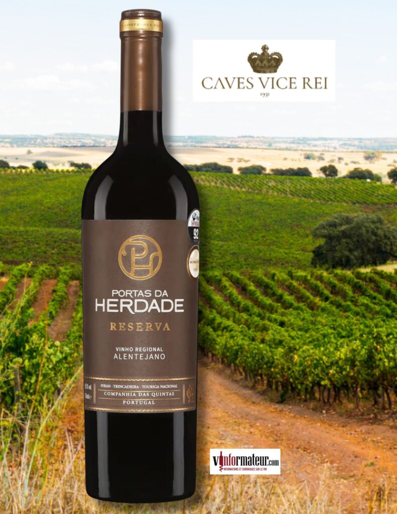 Portas de Herdade, Reserva, Portugal, Alentejano IG, Caves Vice Rei, vin rouge, 2021 bouteille