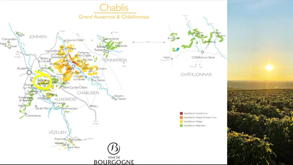 Carte viticole Grand Auxerrois Bourgogne