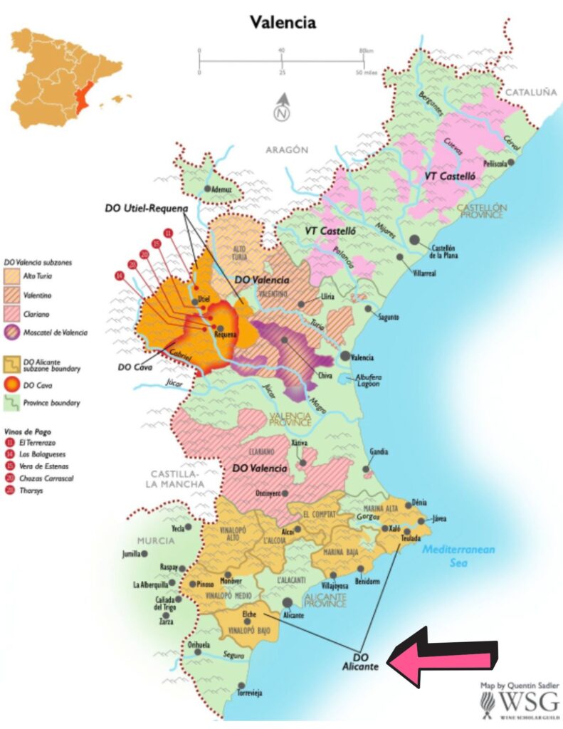 Carte viticole Alicante