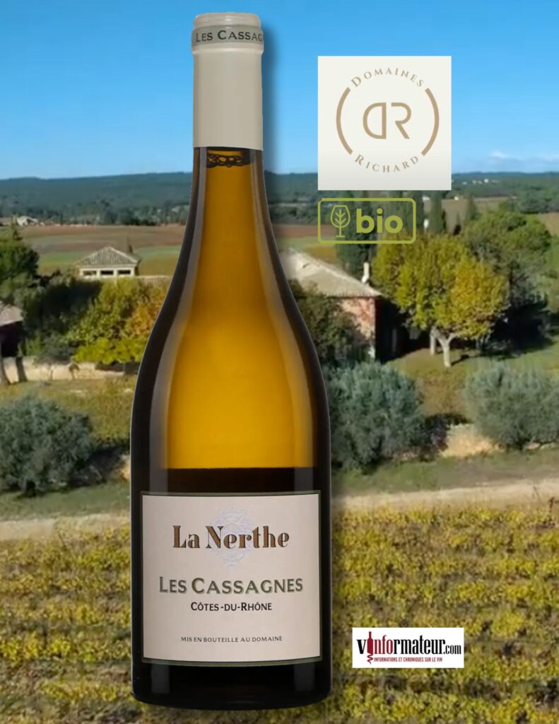 La Nerthe, Les Cassagnes, Côtes du Rhône, vin blanc bio, 2023