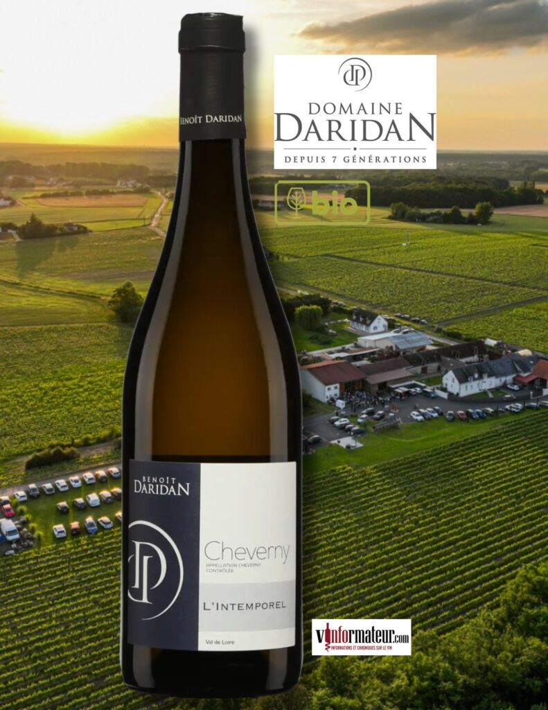 L’Intemporel, Benoît Daridan, France, Val de Loire, Cheverny AOC, vin blanc bio, 2024 bouteille