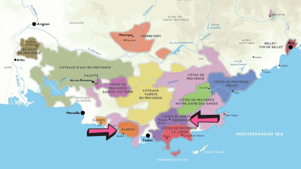 Carte viticole: Côtes de Provence, Bandol