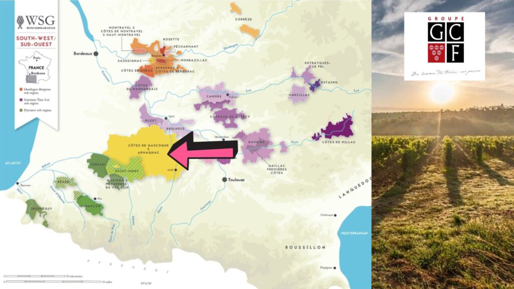 Carte viticole Sud-Ouest - Côtes de Gascogne