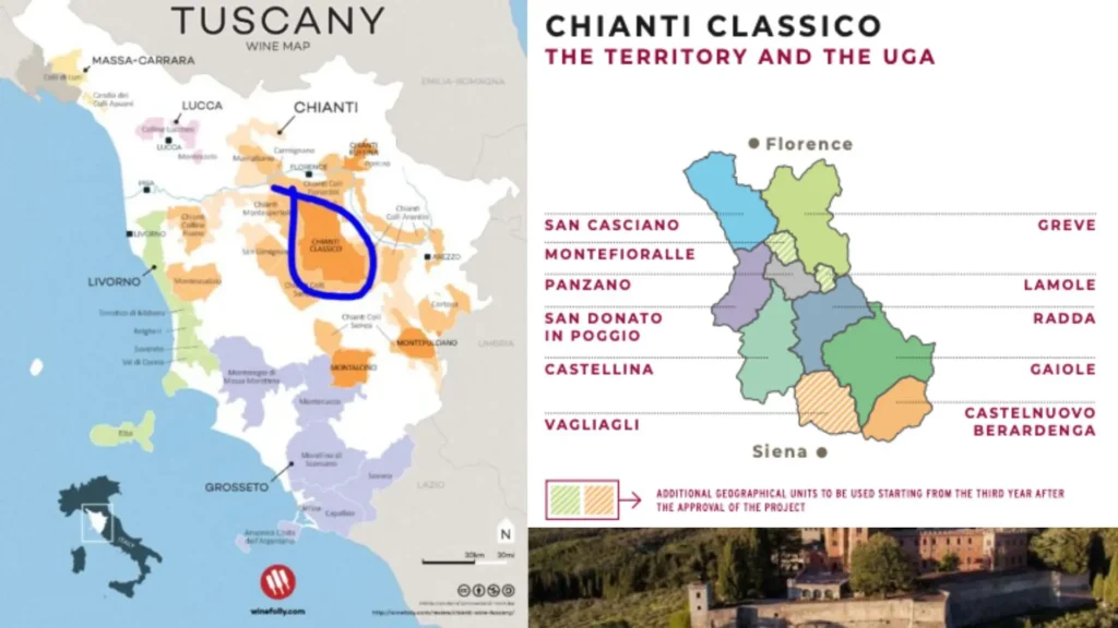 Carte viticole Chianti Classico et UGAs