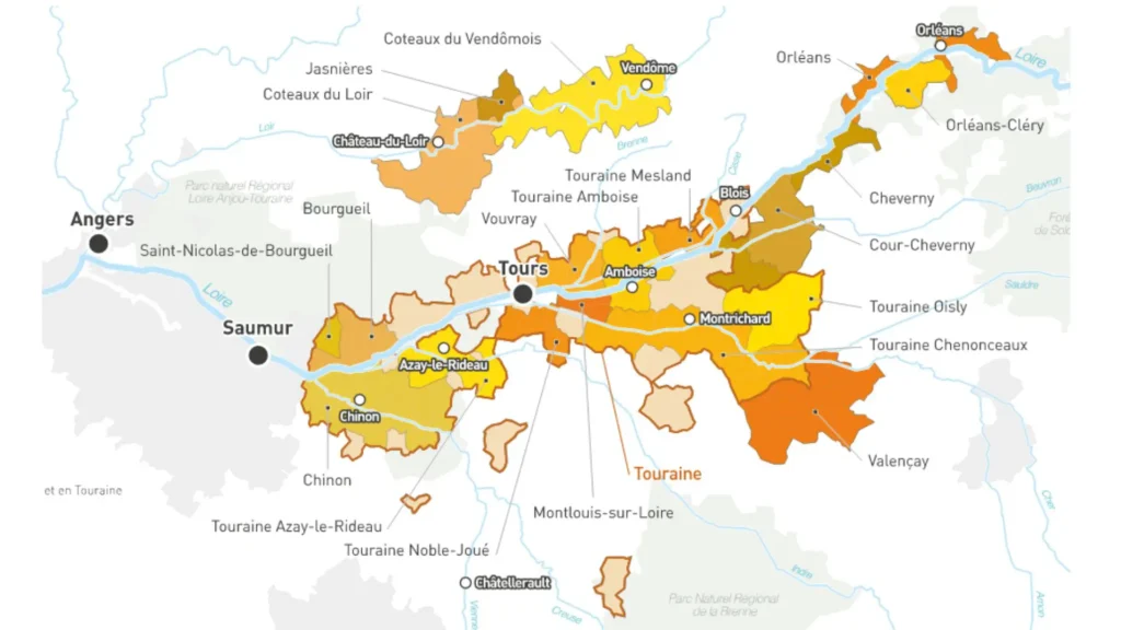 Carte viticole Loire Touraine