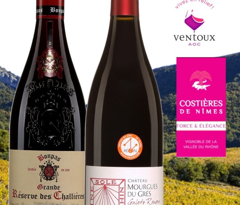 À la découverte des vins de la Vallée du Rhône! AOC Ventoux et AOC Costières de Nîmes.