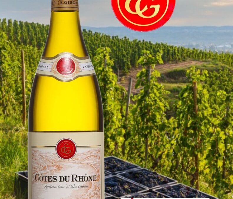 Un vin blanc des Côtes du Rhône absolument satisfaisant! E. Guigal, 2022.